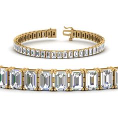 Illuminate her wrist with the lavish look of this gleaming 30ctw. diamond tennis bracelet. A row of miracles, 0.30 ct. emerald cut diamond accents radiate optimal shimmer. Each diamond is set to appear extra large and more brilliant, creating twice the sparkle. Held together with an open box clasp, this 7.0-inch bracelet is a chic mix of glamour and elegance.  Emerald cut diamonds of 14.10 Total Carat Weight with Clarity VS1 and Color H in a prong setting. Total Number Of Stones:- 47 Bracelets For 7 Inch Wrist Size. This 14 Ct. Emerald Cut Tennis Diamond Bracelet is also available in your desired choice of metals and gemstones. Free shipping within USA. One Year Manufacturing Warranty. Direct Manufacturing Prices. 30 Days Return Policy with Lifetime Upgrade.  Buy now and pay late Infinity Engagement Ring, Basket Set, Box Clasp, Debit Cards, Rose Gold Metal, Tennis Bracelet Diamond, Best Diamond, Emerald Cut Diamonds, Diamond Bracelets