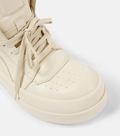 Find RICK OWENS Bumper Leather High-top Sneakers on Editorialist. Upper: leather. Lining: leather. Sole: leather insole, rubber sole. Toe shape: almond toe. Made in Italy. Includes: shoe box, dust bags. Designer color name: Milk/ Milk/ Milk. Cream Custom Sneakers With Contrast Sole, Custom Cream Sneakers With Contrast Sole And Round Toe, Custom Cream Sneakers With Contrast Sole, Beige Leather High-top Sneakers With Round Toe, Cream High-top Sneakers With Leather Sole, Cream Leather Custom Sneakers With Round Toe, Cream Leather High-top Sneakers With Round Toe, Cream Leather Sneakers With Stitched Sole, Calf Leather High-top Sneakers With Rubber Sole