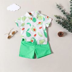 Boys' Clothing - Momorii Avocado Print, Trendy Baby Boy Clothes, Shirt And Shorts Set, Baby Boy Summer, Boys Summer, Baby Comforter, Baby Boy Fashion, Toddler Boy Outfits