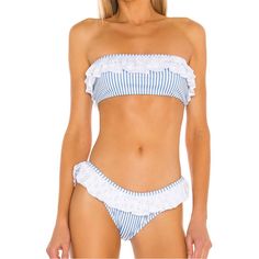 Nwt Self: 75% Poly, 25% Spandex Lining: 91% Poly, 9% Spandex Hand Wash Cold Unpadded Eyelet Fabric With Flounce Overlay Elastic Trim Modeled In Size S Bought On Revolve Patriotic Swimsuit, Preppy Swimsuit, Clubbing Outfits, Caroline Constas, Eyelet Fabric, Beach Swimsuit