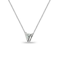 Wear this stylish choker necklace to enhance your daytime and evening attire. This stunning necklace features an 6mm triangle-cut solitaire stone made with Swarovski Zirconia in a bezel setting. This dainty necklace is crafted of fine sterling silver. The delicate choker includes a 13 inch plus a 3 inch extender rolo chain that secures by a spring-ring clasp. This choker necklace in fine jewelry is a great addition to your sterling silver jewelry and Swarovski jewelry. Product Details Metal Type Modern Solitaire Diamond Cut Necklace For Gift, Modern Brilliant Cut Necklaces, Modern Sterling Silver Necklace With Diamond Cut, Modern Sterling Silver Necklace With Brilliant Cut, Modern Sterling Silver Diamond Necklace Gift, Modern Necklace With Round Cut For Gift, Modern Solitaire Necklace With Diamond Cut, Modern Round Cut Necklace For Gift, Sterling Silver Solitaire Necklace With Tension Setting For Anniversary