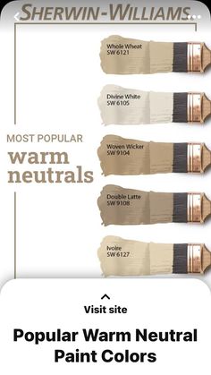 the most popular neutral paint colors from sherylin - williams, which are available in various