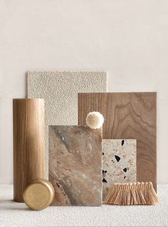 different types of wood and marble on display