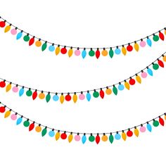 a string of christmas lights on a white background