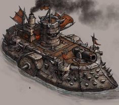 Assembly Games, Warcraft Horde, Airship Art, Warlords Of Draenor, Pirate Ship Art, Steampunk Airship, Boat Illustration, Pirate Boats, Dungeon Maps