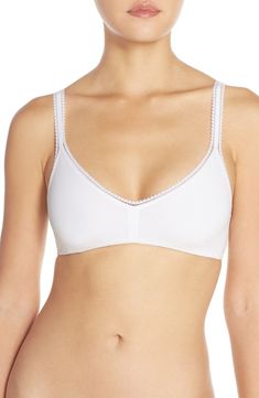 Supersoft pima cotton makes this an easy, comfortable everyday style designed with double lining for superb coverage and interior slits for optional enhancer cups. Style Name:On Gossamer Stretch Cotton Bralette. Style Number: 5089936. Feeding Bra, Yellow Lingerie, Cotton Bralette, Comfy Bra, White Bralette, Cotton Bras, White Bras, Support Bras, Lace Fashion