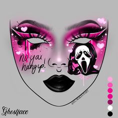 Crazy Makeup Looks Creative Full Face, Make Up Face Chart, Makeup Outline, Halloween Themed Makeup, Horror Movie Makeup, Monster High Makeup, Crazy Eye Makeup, Gem Makeup, Holloween Makeup