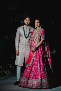 Pink Lehenga Matching Groom Dress, Bride And Groom Reception Outfit, Sarees Combination, Bridegroom Outfits, Namita Dubey, Hyderabad Wedding, Mehandi Dress, Wedding Matching Outfits, Purple Reception