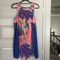 Brand New. Purple A-line Dress For Vacation, Purple A-line Beach Dress, Pink Sleeveless Mini Dress With Tropical Print, Pink Sleeveless Tropical Print Mini Dress, Pink Sleeveless Tropical Mini Dress, Purple Lined Beach Dress, Silk Shift Dress, Off The Grid, Lilly Pulitzer Dress