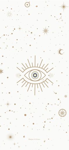 an all seeing eye in the sky surrounded by stars and moondusts, as if it were from outer space