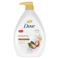 Looking for a gentle skin cleanser that pampers your skin and senses? From the #1 dermatologist recommended body wash brand, Dove Pampering Shea Butter & Vanilla Body Wash nourishes your skin and senses with shea butter and warm vanilla while leaving skin soft and smooth. This Shea Butter and vanilla scented body wash for dry skin is sulfate-free and paraben-free with a mild, pH-balanced formula, making it a great body wash for dry skin unlike an ordinary bath soap or cleanser. 24HR RENEWING MIC Dove Pampering, Dove Purely Pampering, Shea Butter Body Wash, Sensitive Body Wash, Body Wash For Dry Skin, Sensitive Skin Body Wash, Liquid Body Wash, Vanilla Body Wash, Dove Beauty