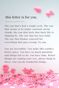 the pink letters are all over the white background and it says, this letter is for you