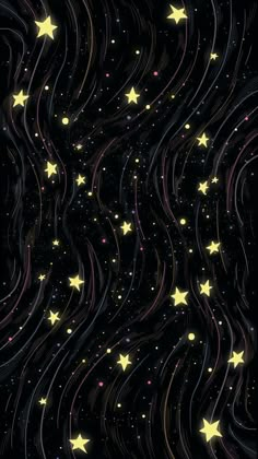 stars and swirls in the night sky on black background metal print wall hanging decor