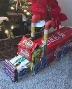 a christmas train made out of candy bars