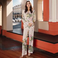 Lasaky - YaoTing Satin Pocket Two-Piece Pajama Set - Home Loungewear Satin Nightwear, Satin Long Sleeve, Vellum Paper, Camisole Dress, Dress Shirt Sleeves, Spring Fabric, Home Wear, Silk Pajamas, Japanese Paper