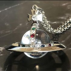 #ad Premium Quality Vivienne Westwood Necklace Medium Orb Silver Top 6.5 x 6cm C:80cm w/drawstring, Fashion Jewelry Vivienne Westwood Necklace, Westwood Necklace, Drawstring Fashion, Silver Top, Silver Tops, Vivienne Westwood, Jewelry Watches, Premium Quality, Fashion Jewelry