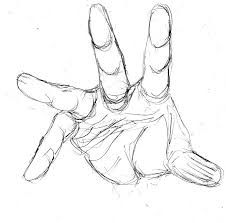 a drawing of a person's hand with their fingers spread out to the side