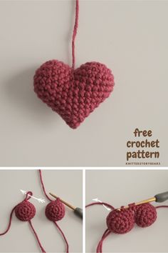 the crochet heart is being worked on