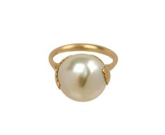 Shinkai South Sea Pearl Ring Elegant White Domed Jewelry, Formal High Luster Yellow Gold Pearl Ring, Formal Yellow Gold Pearl Ring With High Luster, Elegant White Domed Rings, Elegant High Luster Gold Pearl Ring, Gold Rings With Pearl Drop For Formal Occasions, Elegant Gold Pearl Ring With High Luster, Elegant Domed Wedding Rings, Luxury Gold Rings With Pearl Drop