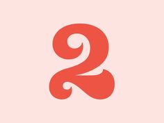 the number two is made up of red swirls on a light pink background illustration