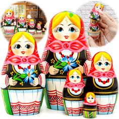 the russian nesting dolls have been hand painted