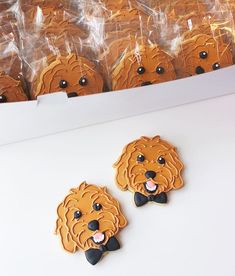 two cookies shaped like lions sitting next to each other