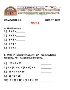 the worksheet for homework work is shown with numbers and letters on it, including one