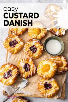 an easy custard danish recipe on a cutting board