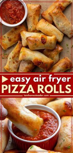 easy air fryer pizza rolls with marinara sauce