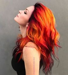 Toni Fire Ombre Hair, Fire Hair, Trendy Hair Color, Short Black Hairstyles, Red And Orange, Hair Dye Colors, Red Hair Color, Roots Hair, Orange Hair