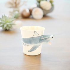 Shark Mug - 3D Head - 3.75 - Mellow Monkey Jellyfish Mug, Shark Mug, Holiday Toys, Mirrored Furniture, Animal Books, Porcelain Ceramics, Candle Gift, Decor Lighting, Jellyfish