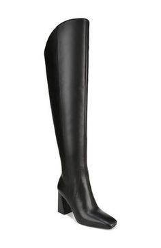 A tapered block heel and square toe lend extra edge to this boot crafted from smooth leather with REZORB and Contour+ tech for next-level comfort. 3 1/4" heel 17 1/2" shaft; 14 1/4" calf circumference Cushioned footbed Leather upper/synthetic lining and sole Imported Knee Boot, Wide Calf, Boot Shoes Women, Over The Knee Boots, Over The Knee, Vince Camuto, Knee High Boots, Smooth Leather, The Knee