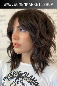 Mid Shag Haircut With Bangs, Layered Haircuts For Medium Hair With Bangs Choppy Shoulder Length, Shoulder Length Chunky Layers, Choppy Shoulder Length Hair Straight, Dark Hair With Bangs And Highlights, Edgy Shoulder Length Hair Choppy Layers, Haircuts For Women With Thinning Hair, Choppy Bob Hairstyles Shoulder Length, Medium Length Choppy Hair