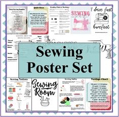 sewing poster set with instructions for beginners to make their own posters and pictures on them