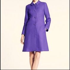 Kate Spade Purple "Tiera" Wool Coat Like New Condition And Extra Buttons Attached. Size 6. True To Size. Ask For Measurements. Color Best Reflected In My Photos. Warm Undertone Purple. 100% Wool With Ivory Acetate Lining. Front Pockets. Stitched Bow Detailing On Front And Back. Gorgeous Fit And Flare Peacoat. Midi Length. Very Feminine. Would Never Sell This But Not My Size. Pit To Pit 18 1/2” Waist 16” Elegant Kate Spade Outerwear For Work, Kate Spade Long Sleeve Outerwear For Fall, Kate Spade Fall Outerwear For Work, Elegant Kate Spade Spring Outerwear, Chic Kate Spade Winter Outerwear, Chic Winter Outerwear By Kate Spade, Chic Long Sleeve Kate Spade Outerwear, Kate Spade Fitted Fall Outerwear, Kate Spade Fitted Spring Outerwear