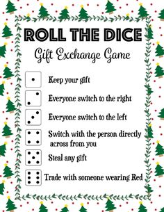 a roll the dice game with christmas trees on it