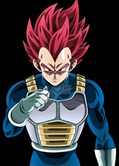 gohan from dragon ball super saiyans is looking down at his chest and has red hair