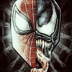 an image of a spider man with fangs on his face