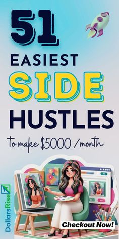 an advertisement with the words, 5 easy side hustles to make $ 500 / month