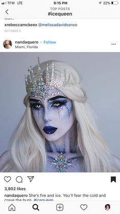 Evil Ice Queen Makeup, Ice Queen Face Paint, Ice Queen Costume Diy Winter Fairy, Ice Witch Costume, Ice Queen Makeup Halloween, Winter Wonderland Makeup Looks, Jack Frost Makeup, Ice Queen Halloween Costume