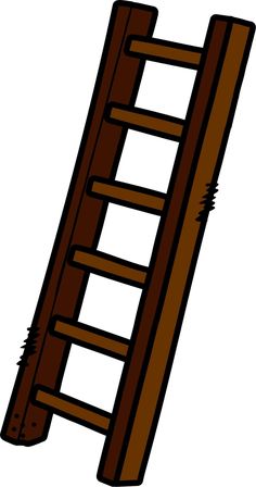 a wooden ladder leaning up against the wall