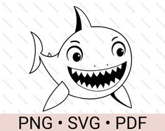 a cartoon shark with big teeth on it's face and the words png svg