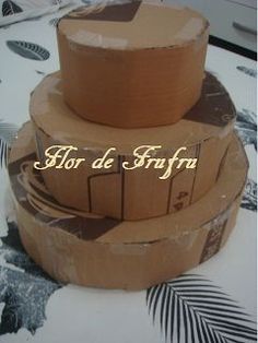 three cardboard boxes stacked on top of each other with the words flor de fruf