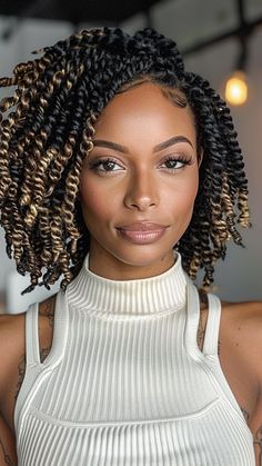 26 Must-Try Crochet Braid Hairstyles for 2024 Crochet Braid Styles With Bangs, Medium Length Passion Twists Hairstyle, Bob Twists Braids Black Women, Summer Crochet Hairstyles, Crochet Styles Hairstyles, Crotchet Braids Pattern Hair, Crochet Knotless Braids, Crochet Updo Hairstyles, Sister Braids