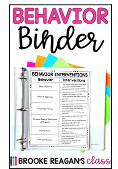 the behavior binder is shown with text on it