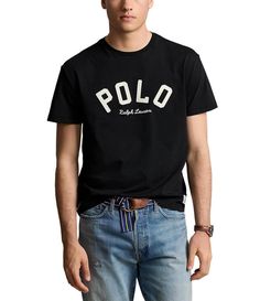 From Polo Ralph Lauren&#x2C; this T-shirt features:Classic fitCrew necklineShort sleevesFelt appliqués spelling out "Polo" and chain-stitched "Ralph Lauren" embroidery at the center front "Polo RL" label at the left hemPullover constructionCottonMachine wash/tumble dryImported. Embroidery Crewneck, Logo Jersey, Americana Style, Americana Fashion, Ralph Lauren Kids, Ralph Lauren Collection, Mens Tee Shirts, Polo Ralph Lauren Mens, T-shirt Polos