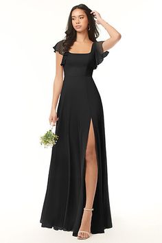 Summer Evening Dress, Black Bridesmaid, Bridesmaid Dresses Azazie, Black Bridesmaids, Bridesmaid Dresses Long Chiffon, Evening Dress Floor Length, Bridesmaid Dress Styles, Chiffon Bridesmaid Dresses, Azazie Bridesmaid Dresses