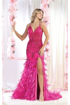 Royal Queen RQ7979 Special Occasion Dresses Plus Size Red Carpet Dresses Prom, May Queen, Feather Skirt, Royal Queen, Corset Bodice, Dresses Plus Size, Dresses Royal, Mermaid Silhouette, Lace Dress Long