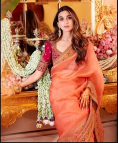 Modest Saree, Shloka Mehta, Boutique Cafe, Bridal Lengha, Indian Sari Dress, Anushka Sen, Traditional Blouse Designs, Saree Fashion, Frock Fashion