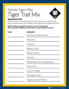 the tiger trail mix game is shown